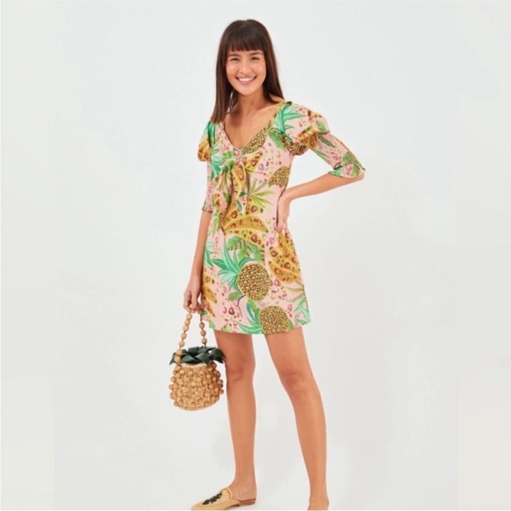 Farm Rio Pink Mixed Fruits Mini Dress $195